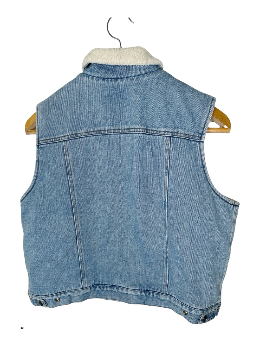 Vintage Lauren Ralph Lauren Blue Denim Vest Sherpa Lined Size 1X Western Preppy - Picture 3 of 14